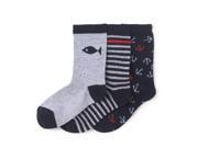 Abcd r Boys Pack Of 3 Pairs Of Nautical Print Ankle Socks Blue Size 19 22