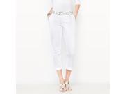 La Redoute Womens Stretch Cotton Satin Cropped Trousers White Us 20 Fr 50