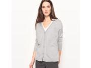 R Essentiel Womens Cotton Silk V Neck Cardigan Grey Size L