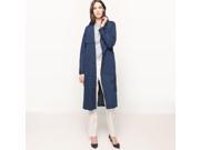 R Studio Womens Long Belted Denim Look Coat Blue Size Us 8 Fr 38