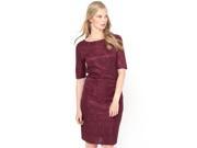 Womens Lace Straight Cut Dress With Elbow Length Sleeves