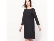 R Studio Womens Plain Embroidered Knee Length Dress Black Size Us 6 Fr 36