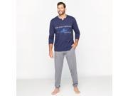 Castaluna For Men Mens Printed Pyjamas With Grandad Collar Blue Size Us 44 46
