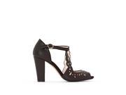 La Redoute Womens High Heeled Perforated Sandals Black Size 38