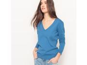 R Edition Womens Basic V Neck Jumper Sweater Blue Size Xxl