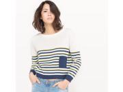 R Edition Womens Boxy Striped Jumper Sweater Beige Size S