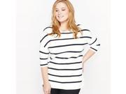 Womens Striped Jumper Sweater With 3 4 Length Sleeves
