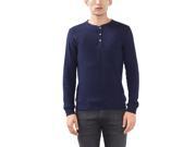 Esprit Mens Pure Cotton Jumper Sweater With Grandad Collar Blue Size L