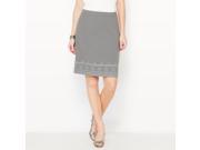 La Redoute Womens Embroidered Stretch Twill Skirt Grey Size Us 20 Fr 50