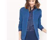 R Essentiel Womens Crew Neck Openwork Cardigan Blue Size L