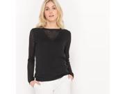 R Edition Womens Openwork Effect Jumper Sweater Black Size Xl