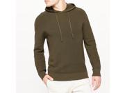 R Essentiel Mens Ribbed Knitted Hoodie Green Size L