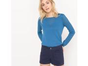 R Edition Womens Openwork Effect Jumper Sweater Blue Size L
