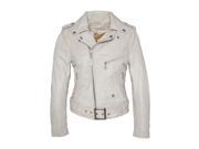 Schott Womens Perfecto 8600 Leather Biker Jacket White Size Xl