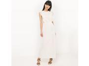 R Edition Womens Long Dual Fabric Dress Beige Size Us 16 Fr 46