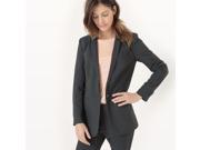 R Essentiel Womens Tailored Jacket Length 69Cm Grey Size Us 20 Fr 50