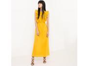R Edition Womens Long Dual Fabric Dress Yellow Size Us 14 Fr 44