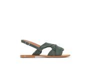 R Studio Womens Flat Knotted Leather Sandals Green Size 40