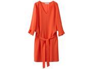 See U Soon Womens Softly Draping Belted Dress Red Size M