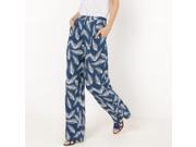 R Edition Womens Softly Draping Printed Trousers Blue Size Us 8 Fr 38