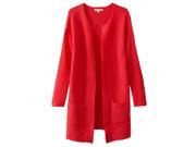 See U Soon Womens Long Sleeved Cardigan With Pockets Red Size M