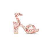 R Edition Womens High Heel Sandals With Floral Print Pink Size 38