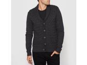 R Essentiel Mens Cable Knit Buttoned Shawl Collar Cardigan Grey Size M