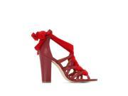 R Studio Womens High Heeled Leather Sandals With Tie Fastening Red Size 41