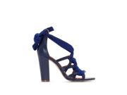 R Studio Womens High Heeled Leather Sandals With Tie Fastening Blue Size 36