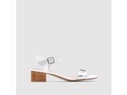 La Redoute Womens Two Tone Leather Sandals White Size 37