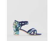 La Redoute Womens Mid Heel Tropical Print Sandals Blue Size 41
