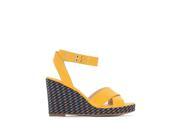 R Edition Womens Graphic Print Wedge Sandals Yellow Size 37