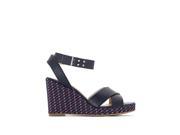 R Edition Womens Graphic Print Wedge Sandals Blue Size 38