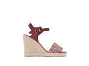 Pare Gabia Womens Leather Wedge Sandals Red Size 38
