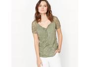 La Redoute Womens Crinkle Jersey T Shirt Green Size Us 20 22 Fr 50 52