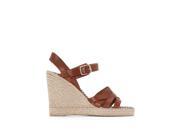 Pare Gabia Womens Astrid Leather Wedge Sandals Brown Size 40