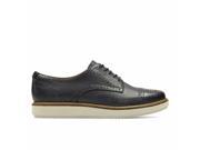 Clarks Womens Glick Shine Leather Brogues Blue Size 39