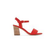 R Edition Womens High Heel Raffia Sandals Red Size 40