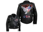Mens Buffalo Leather Jacket USA Patch