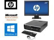 HP 8300 Elite SFF Windows 10 Home Premium 64 bit i5 3.2GHz 4GB DDR3 250GB DVD ROM HP 24 LCD
