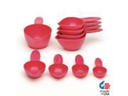 POURfect Measuring Cup Set 9pc Raspberry Ice Made in USA