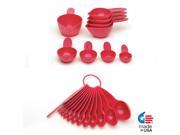 POURfect 22pc Measuring Spoon Cup Set Raspberry Ice