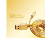 Gold Micro USB Cable 100cm Double Sides Flat Data Wire