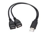 USB 2.0 A Male To 2 Dual USB Female Jack Y Splitter Hub Power Cord Adapter Cable