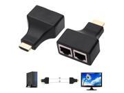 2 Pcs HDMI to Dual RJ45 Extender Cable Support 1080P 3D For HDTV HDPC STB