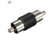 2XMale to Male RCA Phono Coupler AV Audio Adapter Connector Nickel