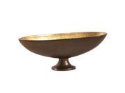 Howard Elliott Bronze Footed Bowl with Oblong Gold Luster Inside small