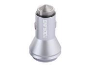 Toorand Stainless steel Car Charger Unique skirt design and Dual Usb 12V 24V USB Charger Adapter for Apple and Samsung Ipad Android Devices Silver