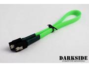 Darkside 30cm 12 SATA 3.0 180° to 180° Data Cable with Latch Green UV DS 0147