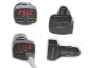 KW 205 White black Car Auto Charger Thermometer Ammeter Voltmeter Multi Function 2 USB Port